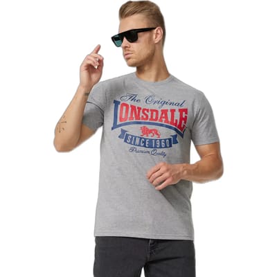 Lonsdale T-Shirt Gearach T-Shirt normale Passform Doppelpack Marl Grey/Black-S