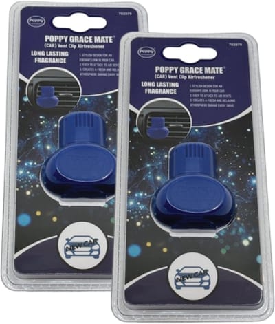 Poppy Grace Mate® EVA Luchtverfrisser New Car – Double Pack – Clip Ventilatierooster – Frisse Auto Geur Airfreshener