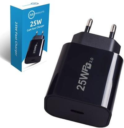 Snellader 25W - 1x USB-C PD Fast Charge - Oplader 25 Watt - GaN Technologie - USB-C Adapter - Geschikt voor Smartphones, Tablets, etc. - Zwart