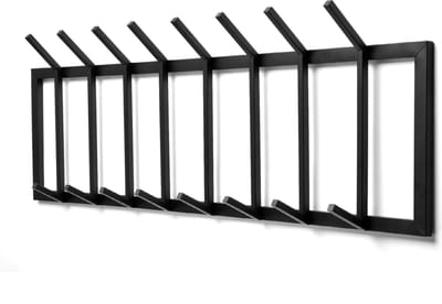 TOJ 16 Haaks Wandkapstok – 90cm - Muur / Wand Kapstok - Handdoekrek - Industrieel - RVS - Mat Zwart