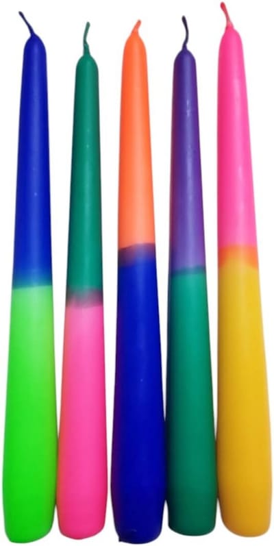 Set van 5 tweeledige dip dye kaarsen met kleurverloop
