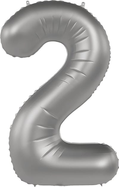 Folat - Folieballon Cijfer 2 Moonlight Silver - 86 cm