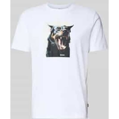 Slim fit T-shirt van puur katoen, model 'TE_DOBERMANN'