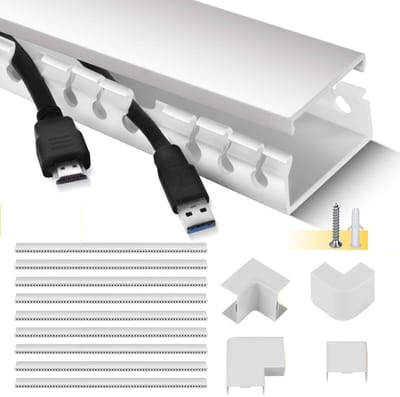 Kabelgootset zelfklevend 39x4x2 cm PVC 3,5 m lengte, tv-kabelgoot installatiekanaal muur en plafond, voor alle soorten kabels binnen huis kantoor - 9x39cm, wit