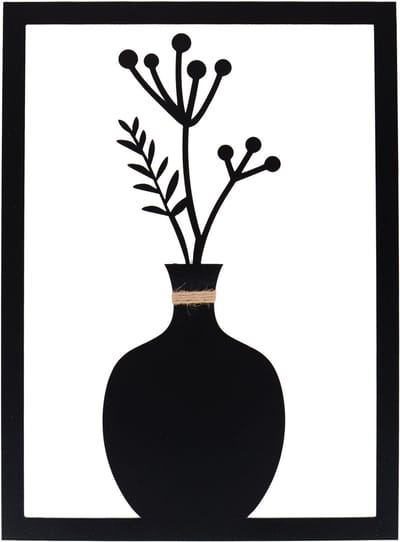 UNUS® Wanddecoratie bloemenvaas Mila groot zwart metaal
