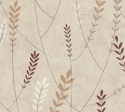 TAKJES EN BLADEREN BEHANG | Grafisch - Beige Bruin Grijs - A.S. Création Nordic Feeling