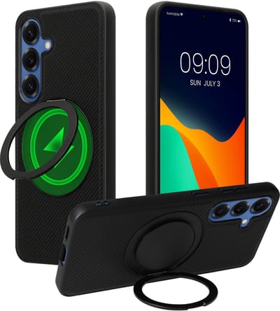 kwmobile Hoesje voor Samsung Galaxy S25 Smartphonehoesje – Case compatibel met MagSafe – Cover met ringstandaard