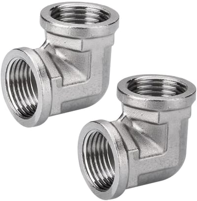 Dailygoods- Buishoek 90° - 304 Roestvrij Stalen Fittingen - 1/2 Inch IG/IG - 2 Stuks - Geschikt voor Irrigatiesystemen - Gewicht 50 Gram - Buisfitting