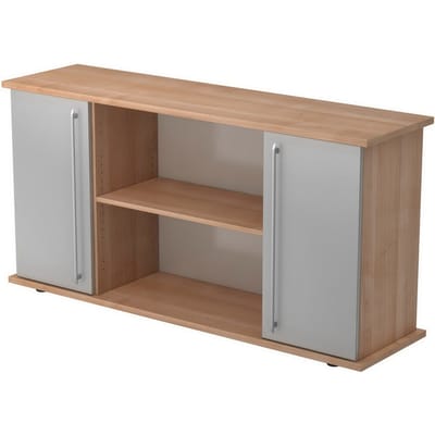KAPA SB | Dressoir | met deuren - Walnoot/Zilver Rail handvat (kunststof)