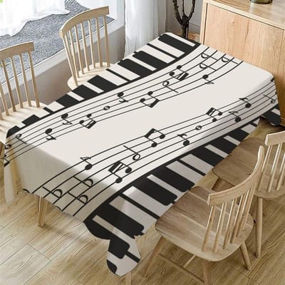 Piano Print Patroon Rechthoekig Waterdicht Tafelkleed Keuken Woonkamer Feestdecoratie Salontafel Kussen Tafelkleed 100*140cm