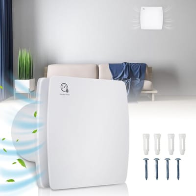 Badkamerventilator 150 mm met vochtsensor - stille afvoerventilator voor badkamer en keuken met naloop timer
