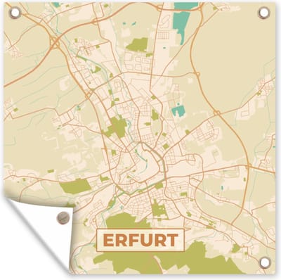Tuin poster Plattegrond - Erfurt - Vintage - Kaart - Stadskaart - 200x200 cm - Tuindoek