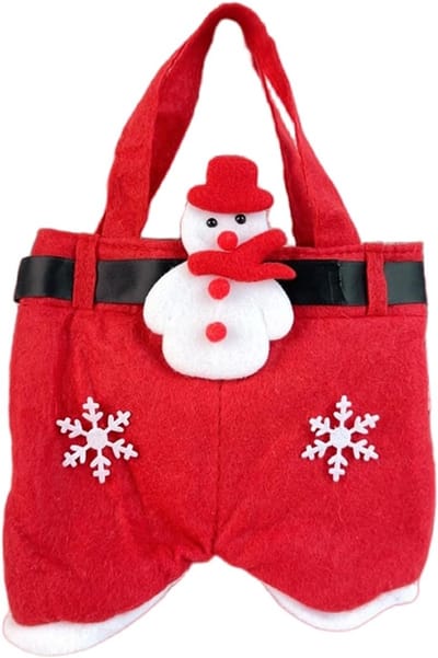Kerst Cadeauzak - Snoepzak Wijnzak - Feestelijke Decoratie - Met Handvatten - 30x30x3 cm - Rood