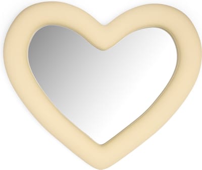 Riviera Maison Decoratieve spiegel hartje Beige - Heart Wandspiegel - Hars, Glas - (LxBxH) 35x5x30