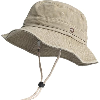 Gewassen Katoenen Bucket Hats Lente Zomer Heren Dames Hoed Visserij Jacht Pet Zonnehoeden Buiten Zonnehoed (Khaki,56-58 cm) kaki