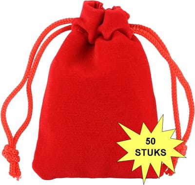 Fako Bijoux - Fluweel Cadeau Zakjes - 7x9cm - Velours - Velvet - Uitdeelzakjes - Sieradenzakjes - Feestzakjes - 7x9 cm - Rood - 50 Stuks