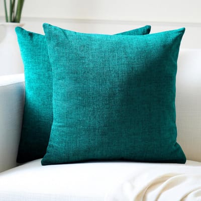 Set van 2 Sierkussens 60x60 cm - Zacht Chenille Kussenhoes - Azure Blauw Decoratief voor Bank en Stoel