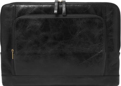 FOSSIL Leren Laptop hoes met laptopvak Dillon Laptop Folio Black Zwart