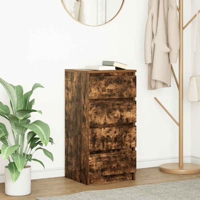 vidaXL - Dressoir - 37,5x35x76 - cm - bewerkt - hout - gerookt - eikenkleurig