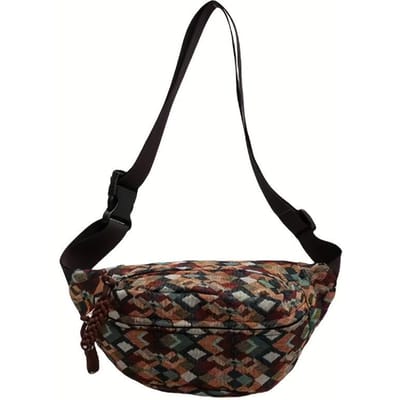 Sac de Course Bandoulière Vintage pour Femmes Sac Banane Élégant avec Sangle Réglable, Fermeture Éclair, Parfait pour Téléphone, Clés, Accessoire de Course black