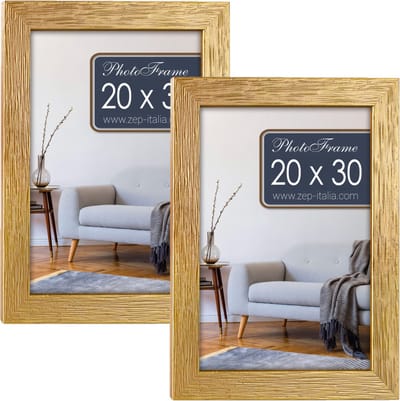 Zep Fotolijst - 2x stuks - goud - 23 x 33 x 2 cm - hout - geschikt voor een foto van 20 x 30 cm - staand/hangend