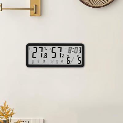 VHV - Digitale klok - LCD wekker met thermometer en hygrometer - Tijd, datum, temperatuur en luchtvochtigheid - Voor bureau, woonkamer en kantoor