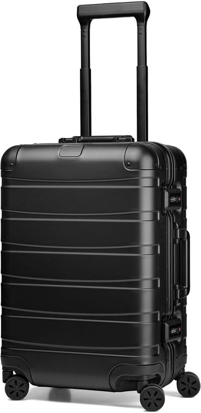 Redolz Pro Aluminium 4-wielige Cabinewagen S Aluminium 55 cm - Harde bagage - TSA slot - black