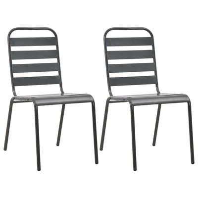 vidaXL - Tuinstoelen - stapelbaar - 2 - st - staal - grijs