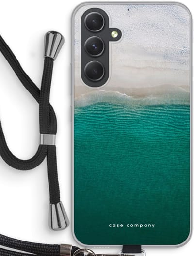 Case Company® - Hoesje met koord geschikt voor Samsung Galaxy A54 hoesje met Koord - Stranded - Telefoonhoesje met Zwart Koord - Bescherming aan alle Kanten en Over de Schermrand