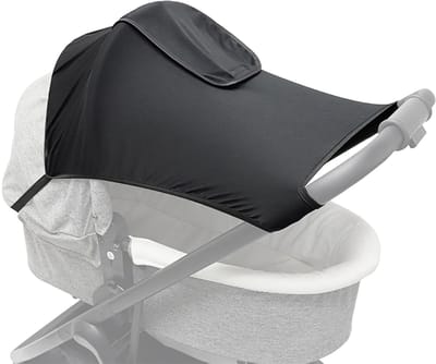 Zonnescherm voor kinderwagen - Zonnekap voor kinderwagen - Met kijkvenster - Ademend zonnescherm - Geschikt voor kinderwagens en peuters - Zonbescherming - Zwart — 63*49 cm