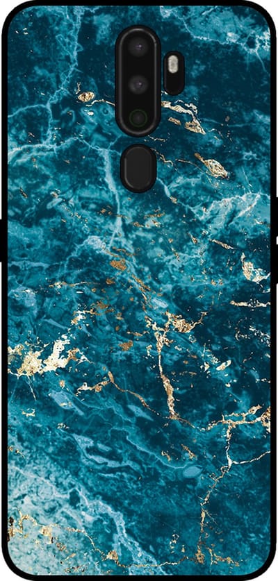 Smartphonica Telefoonhoesje voor OPPO A5 2020 met marmer opdruk - TPU backcover case marble design - Blauw geschikt voor OPPO A5 (2020)
