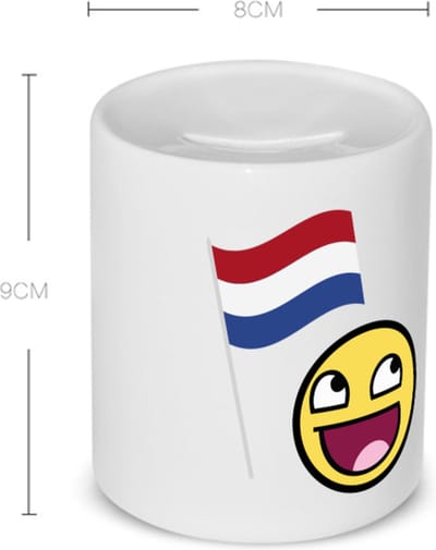 Akyol - nederlandse vlag smiley Spaarpot - Nederland - nederlanders - boeren - verjaardagscadeau - kado - 350 ML inhoud