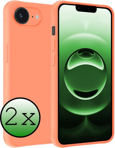 Hoesje 2 Stuks - Geschikt voor Apple iPhone 16e - Sterk & Shockproof - Case Siliconen - Back Cover - Telefoon Hoes - Perzik