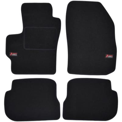 Tapis de sol - Logo - Mazda 3 - Velours noir - 4 pièces - Ajustement précis