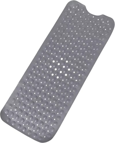 Antislip Douchemat Badmat met Afvoer en Zuignappen – Machinewasbare Badkamer Tapijt voor Douche en Bad - Grijs