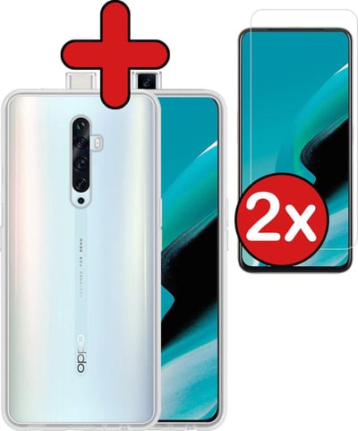 Hoesje - Met 2x Screenprotector - Geschikt voor OPPO Reno 2Z - Sterk & Shockproof - Telefoon Hoes - Back Cover - Siliconen Case - Telefoonhoes - Transparant