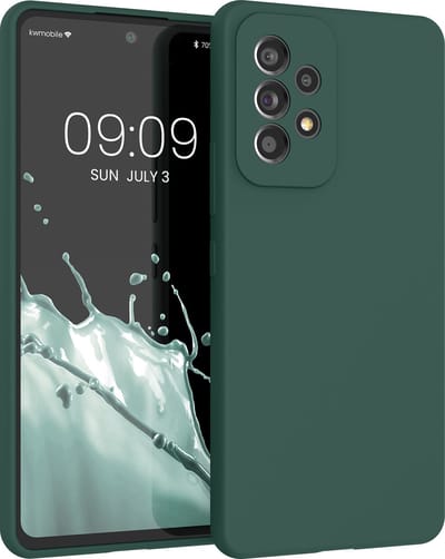 kwmobile telefoonhoesje geschikt voor Samsung Galaxy A53 5G - Hoesje met siliconen coating - Smartphone case in mosgroen