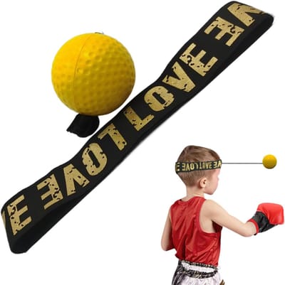 Boksbal Hoofdband - Trainingsbal - Verbeter Reflexen - Verstelbare Hoofdbanden - 315 inch - Geel en Zwart