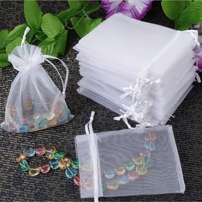 VANDAAG VERZONDEN - Organza zakjes - 25 stuks - 7x9 cm - Wit - cadeauzakjes stof - uitdeelzakjes - geschenkzakjes - geurzakjes - Prigta