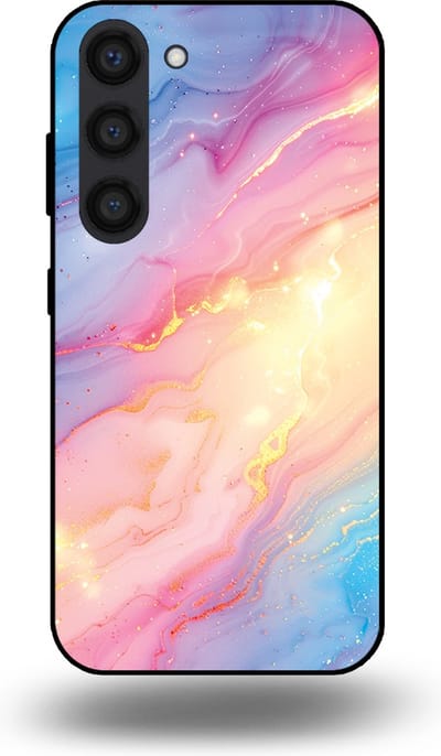 Smartphonica Telefoonhoesje Geschikt voor Samsung Galaxy S23 met Regenboog Glitter Marmer Opdruk - TPU Backcover Case Rainbow Glitter Marble Design geschikt voor Samsung Galaxy S23
