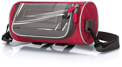 Multifunctionele fietstas - fietstas vooraan met afneembare schouderband - schoudertas voor buiten - fietstas voor op de fiets - multifunctionele tas - touchscreen fietstas - krasbestendig en slijtvast (Rozerood)