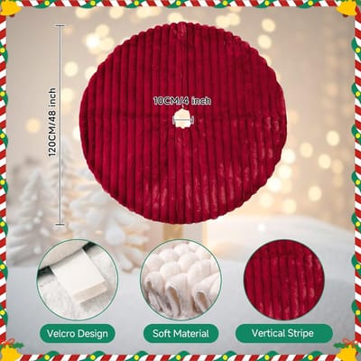 Kerstboomrok 120 cm, Gestreepte Neppels Kerstboomrok van Pluche, Decoratieve Basisbedekking voor Grote Kerstbomen, Winterse Feestdagen, Binnengebruik