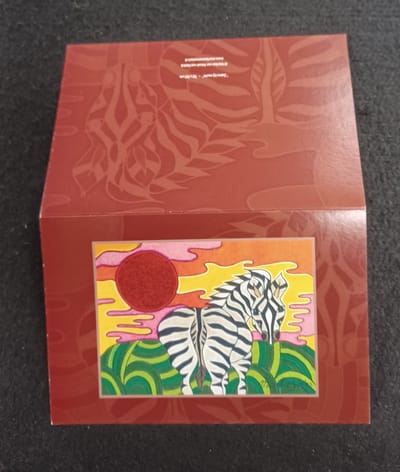 kaart Marlies van Wezel - Zebra bij nacht 18 x 12 cm 4 stuks