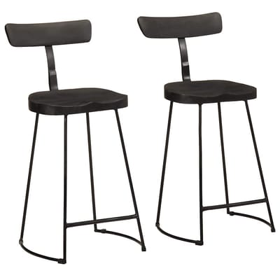 vidaXL - Barkrukken - 2 - st - 49x43x88 - cm - massief - mangohout - zwart