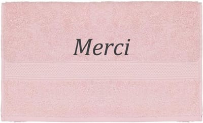 Handdoek - Merci - 100x50cm - Roze