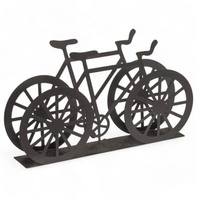 Dailygoods- Servethouder vintage fiets - Zwart metaal - Compact 19 x 3 x 9,5 cm - Decoratie voor keuken - Tijdloze elegantie - Ruimtebesparend - Servetdispenser