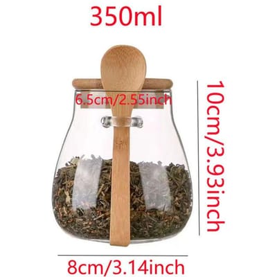 350ml, 600ml,1000ml glazen voorraadbussen met luchtdichte DEKSELS en lepels, transparant, grote capaciteit, luchtdichte containers gray
