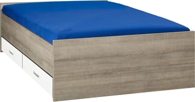 Bed met opbergruimte | 120x200 | Donker Grijs Hout | Inclusief witte lades | 4 stuks 60cm diep