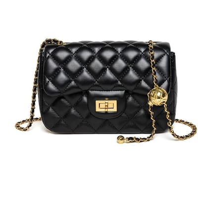 Fang Fatty Kleine Tas Populaire Dames Tas Lente Zomer Metalen Bol Enkele Schouder Crossbody Sling Kettingtas black