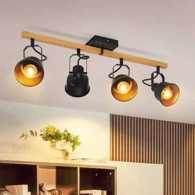 NETTLIFE Opbouwspot - zwart - 4xE14 Fitting - Metaal - verstelbaar - LED Plafondlamp - voor Woonkamer | Keuken | Hal | Kantoor | Eetkamer-excl. lichtbron